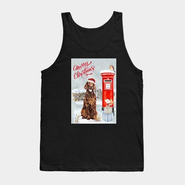 Irish Setter Merry Christmas Santa Dog Tank Top by Puppy Eyes